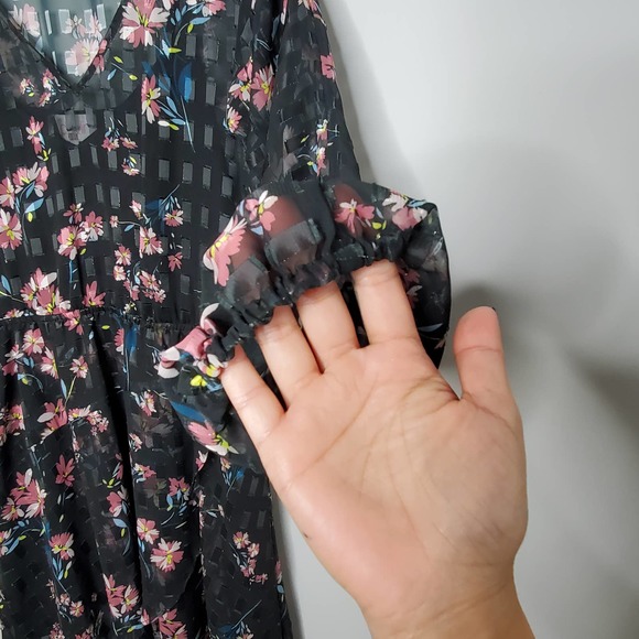 DEVLIN • Black Alexis Midnight Lotus Dress Sz Medium - Picture 5 of 8